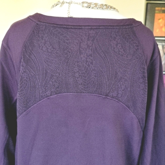 🏷️ Athleta Shanti Lace Top Deep Crocus Violet Longsleeve 3X - Picture 8 of 11